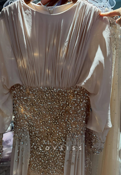 Beaded Waistband Evening Gown with Overskirt
