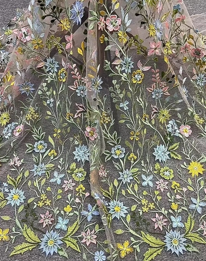 Floral Embroidered V-Neck Bell Sleeve Maxi Dress