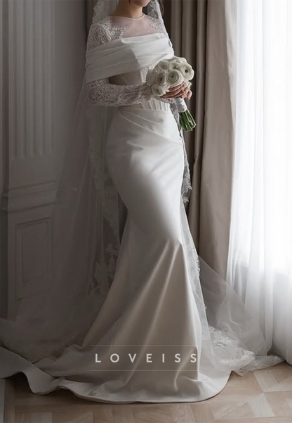 Illusion Lace Long Sleeve Mermaid Wedding Dress