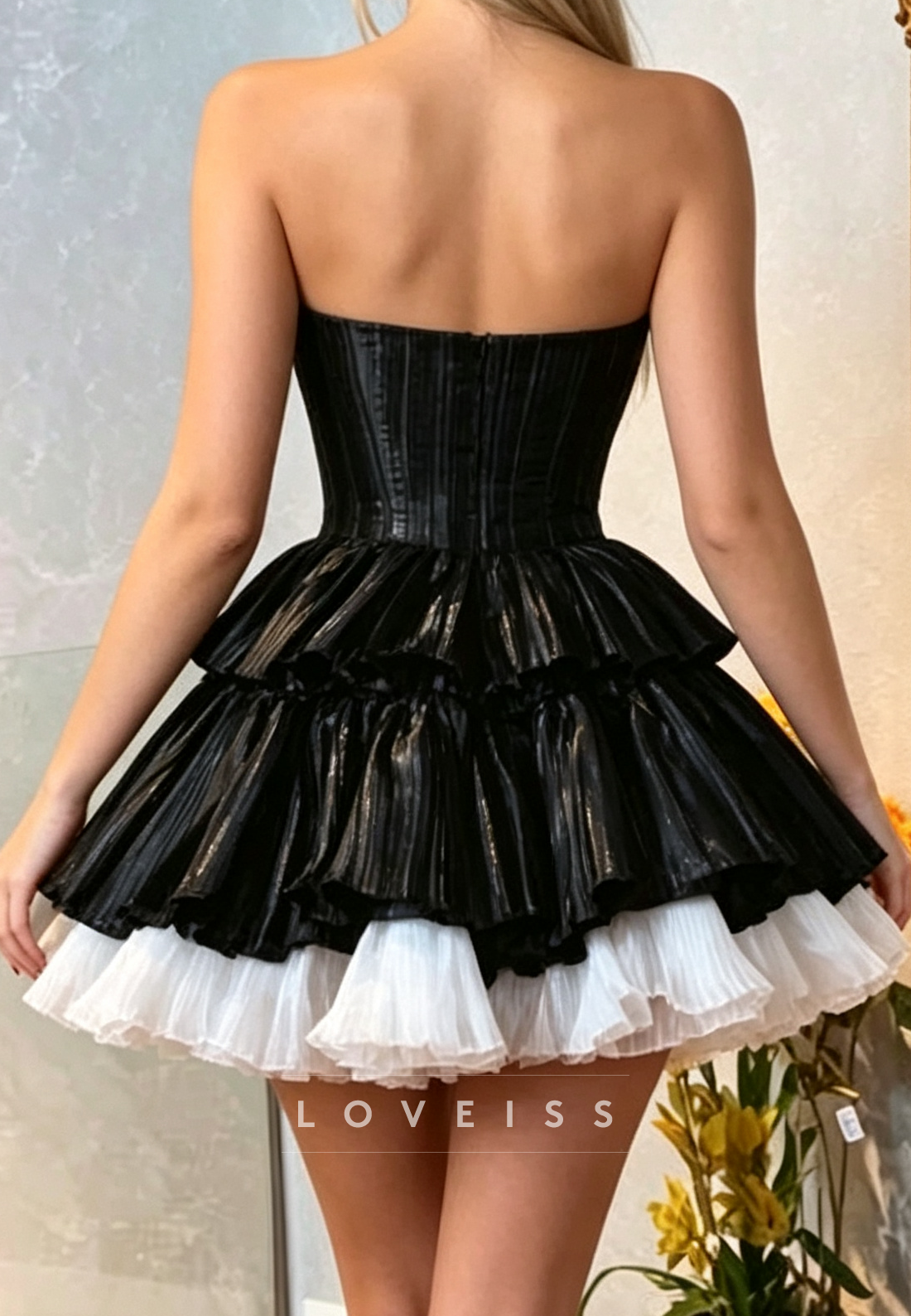Strapless Corset Tiered Ruffle Mini Party Dress