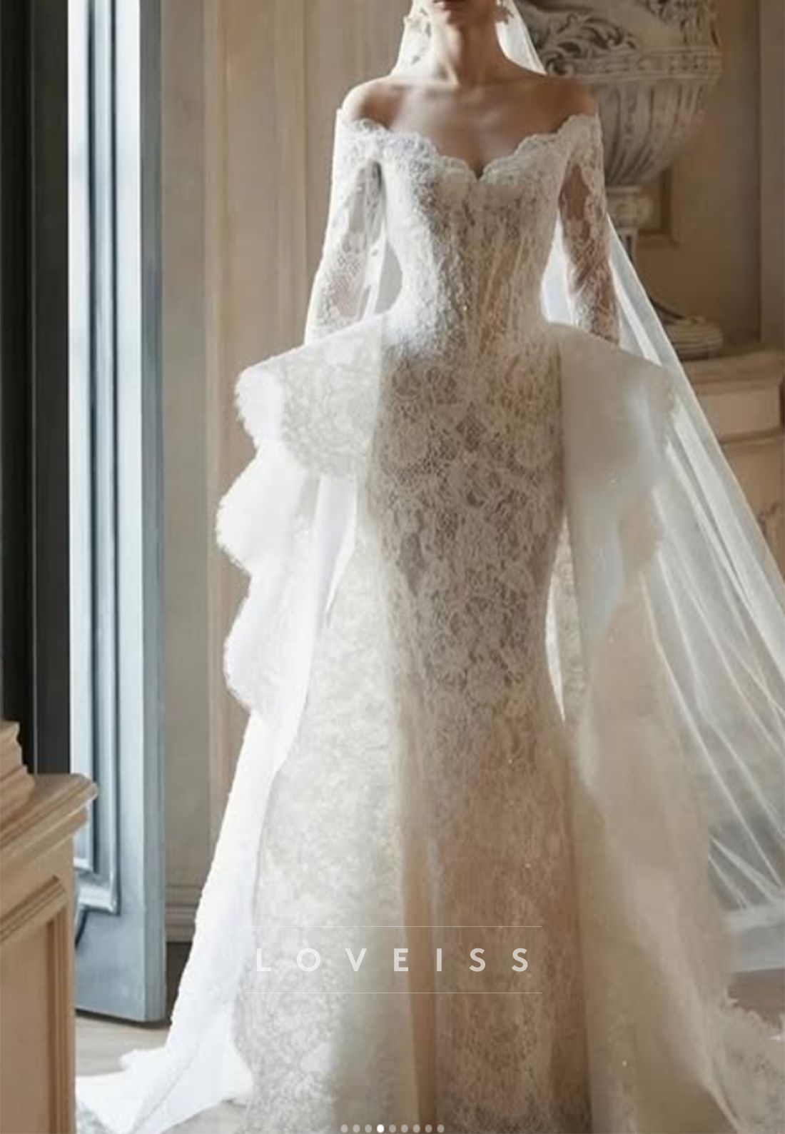 Lace Off-the-Shoulder Long Sleeve Mermaid Wedding Dress