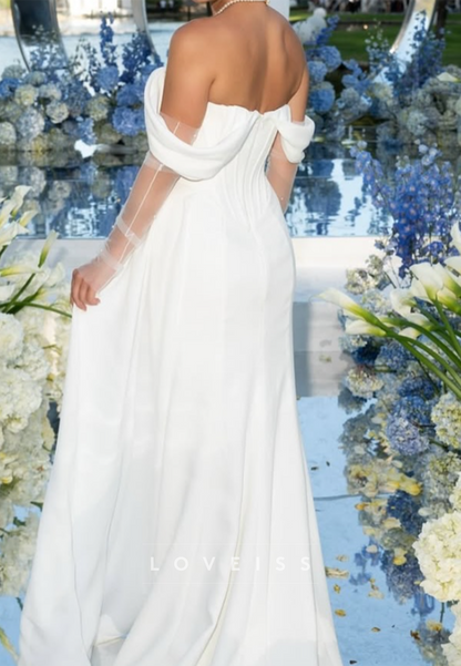 Off-the-Shoulder Corset Satin Wedding Dress
