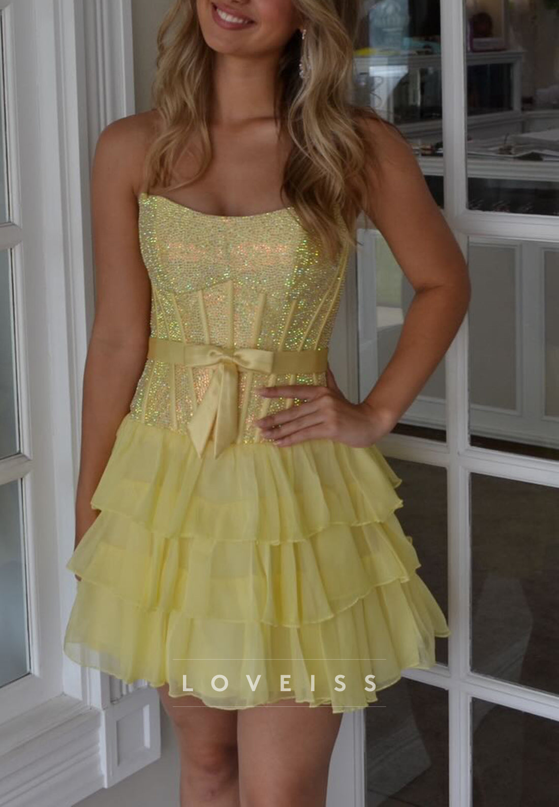 Strapless Corset Tiered Ruffle Mini Dress