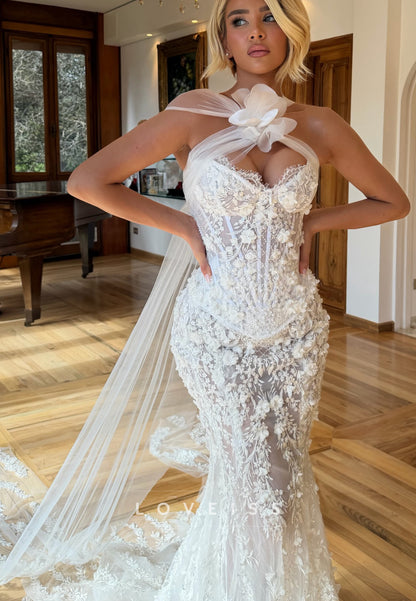 Corset Mermaid Wedding Dress with Halter Neck & Train