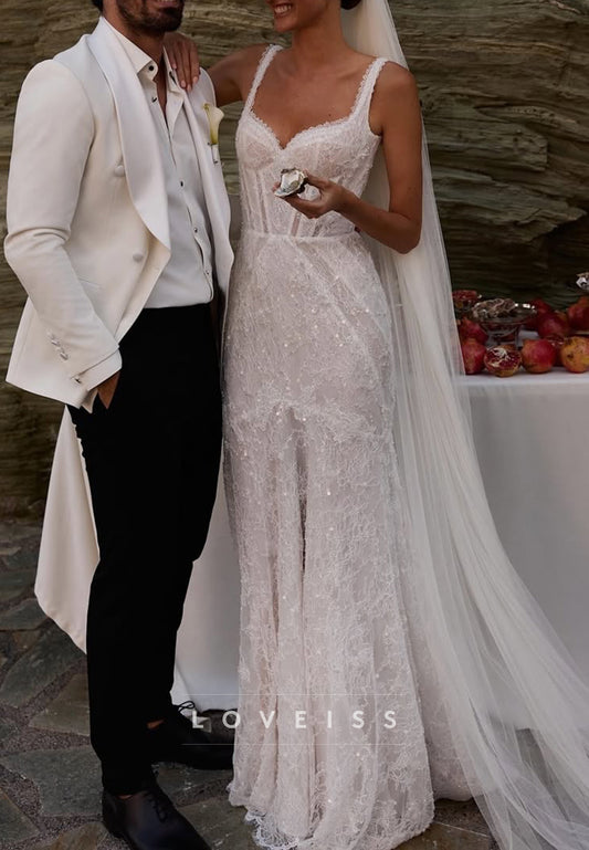 Corset Lace Spaghetti Strap Wedding Dress