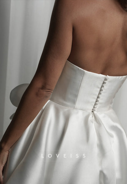 Strapless Bubble Mini Dress with 3D Flowers