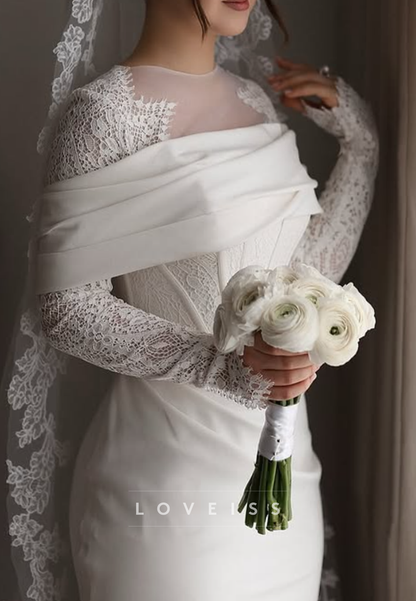 Illusion Lace Long Sleeve Mermaid Wedding Dress
