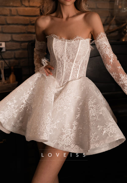 Romantic Lace Corset A-Line Mini Wedding Dress
