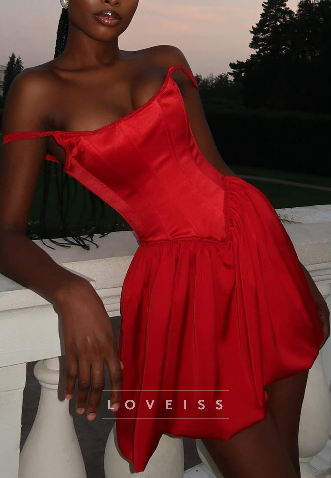 Satin Corset Mini Dress with Bubble Skirt