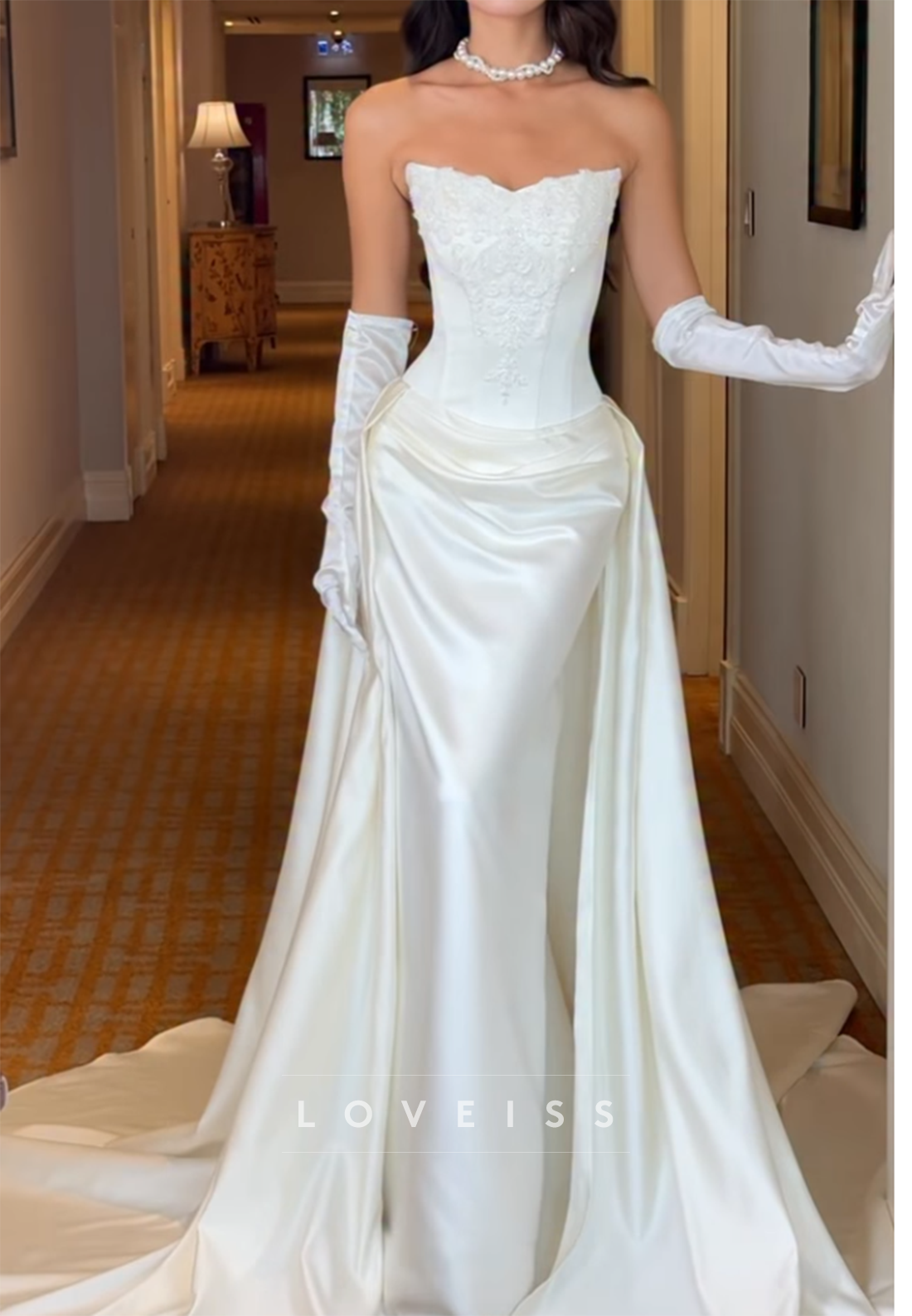 Strapless Corset Wedding Dress with Overskirt