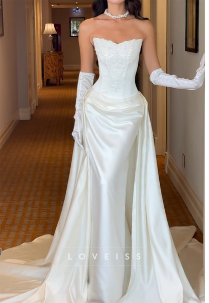 Strapless Corset Wedding Dress with Overskirt