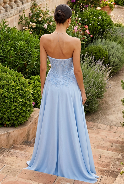 Strapless Lace Bodice Gown with Matching Shawl
