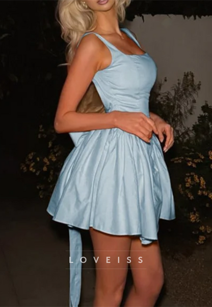 Satin Open Back Mini Dress with Dramatic Bow