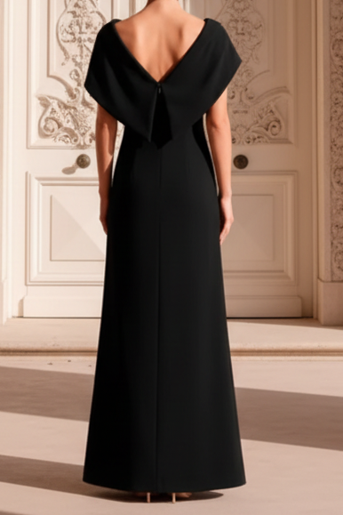 Foldover Asymmetrical Gown with Pleated Contrast Insert