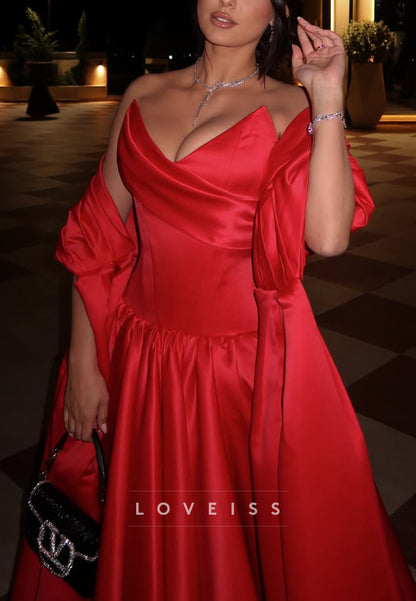 Strapless Satin Ball Gown with Matching Shawl