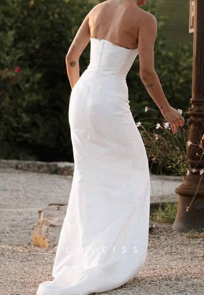 Strapless Corset Bodice Column Wedding Dress