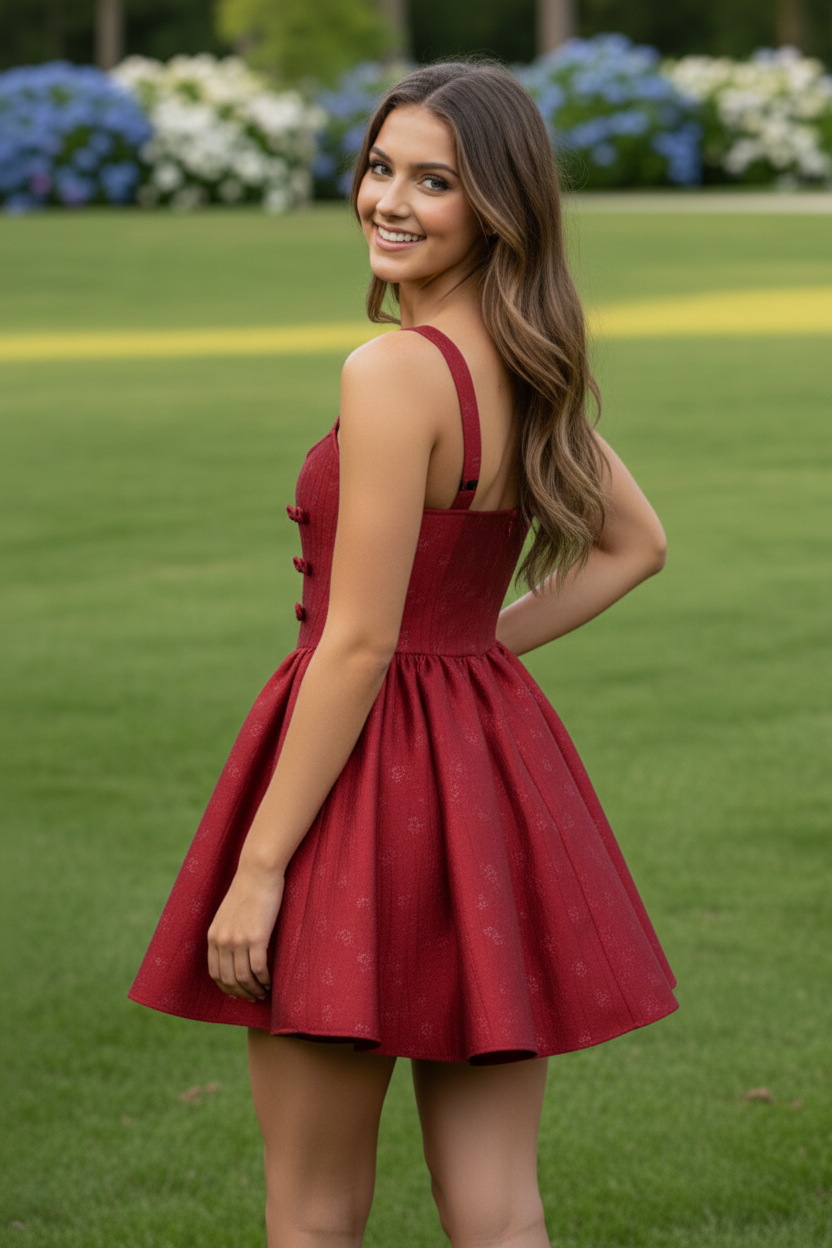 Corset Mini Dress with Bow Accents