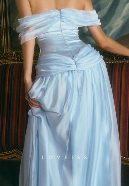 Off-the-Shoulder Corset Gown with Draped Waist