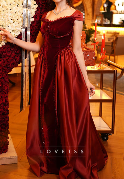 Velvet Bodice Ball Gown with Satin Overskirt