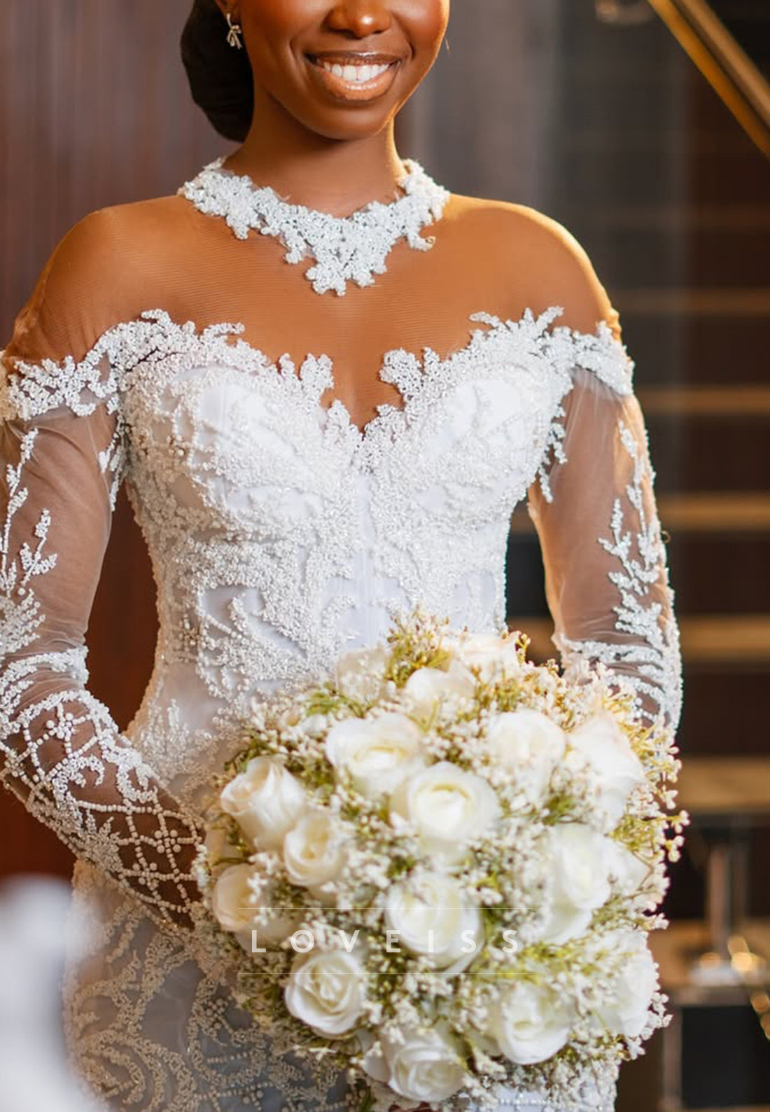 Off-Shoulder Lace Mermaid Wedding Dress