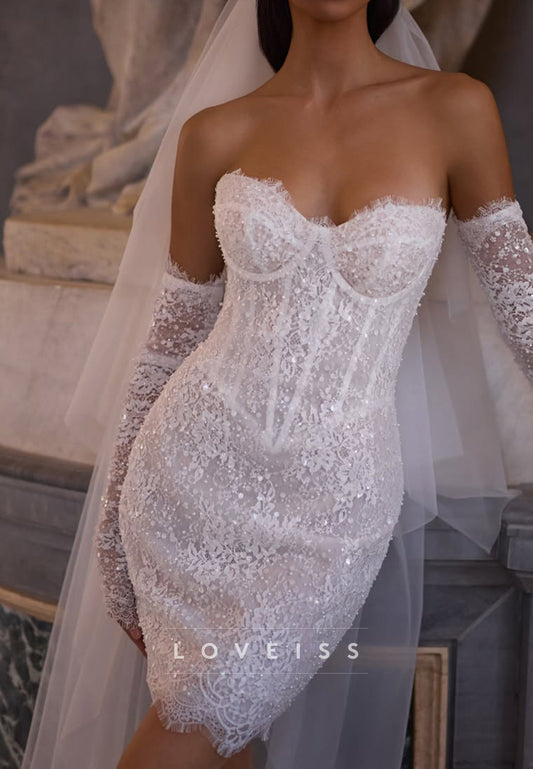 Lace Corset Mini Dress with Gloves
