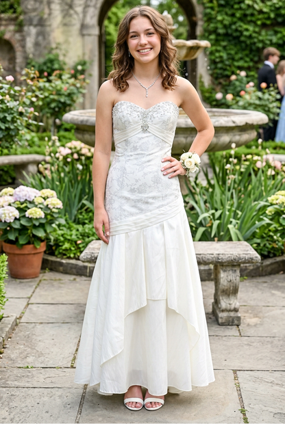 Strapless Jacquard Mermaid Dress with Beading