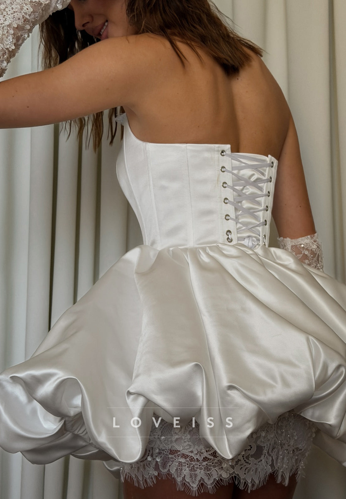 Strapless Corset Bubble Mini Wedding Dress