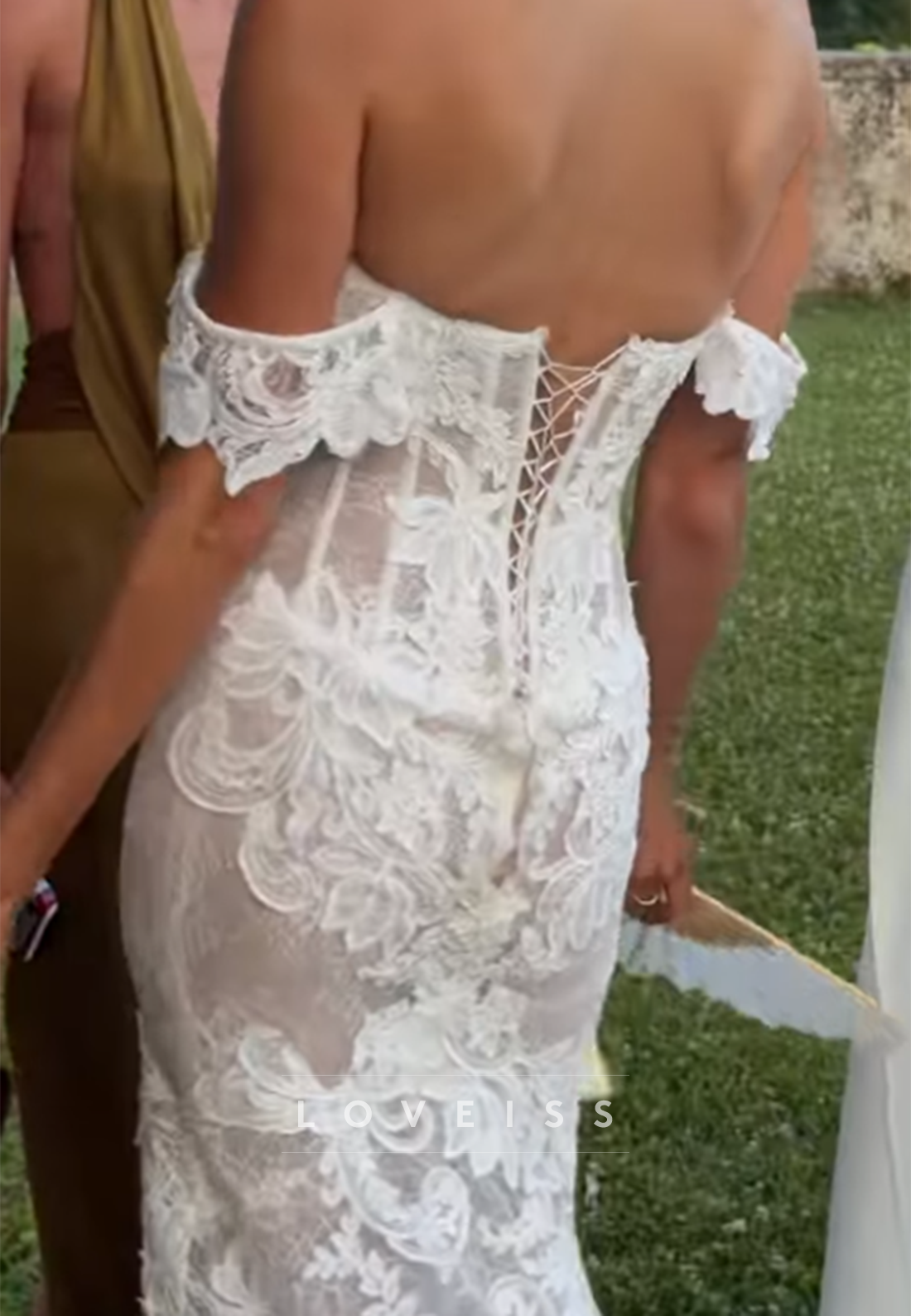 Off-the-Shoulder Lace Corset Mermaid Wedding Dress
