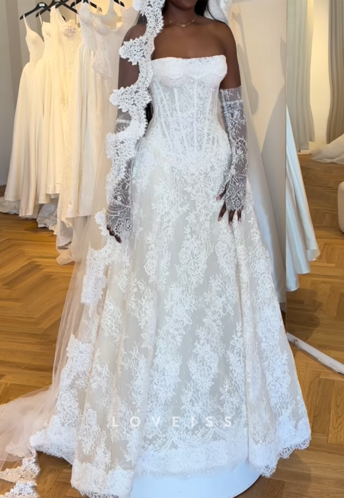 Strapless Corset Lace A-Line Wedding Dress