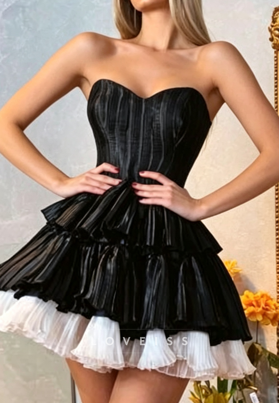 Strapless Corset Tiered Ruffle Mini Party Dress