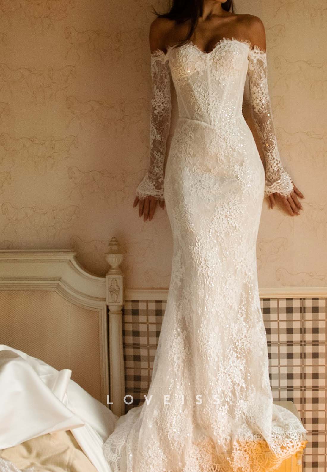 Off-Shoulder Lace Mermaid Wedding Dress