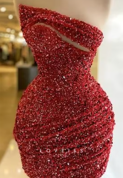 One-Shoulder Sequin Cutout Bodycon Mini Dress