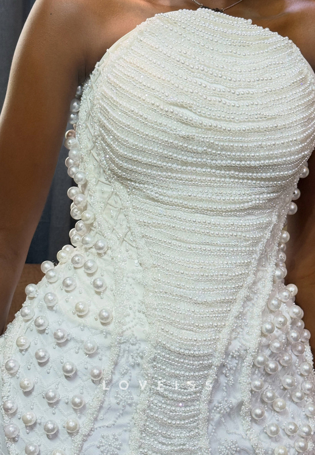 One Shoulder Pearl Beaded Mini Cocktail Dress