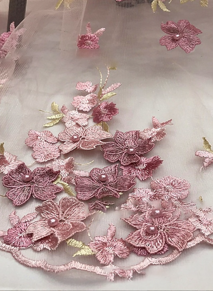 A-Line 3D Floral Applique Evening Gown