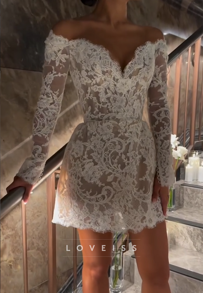 Off-the-Shoulder Floral Lace Mini Dress