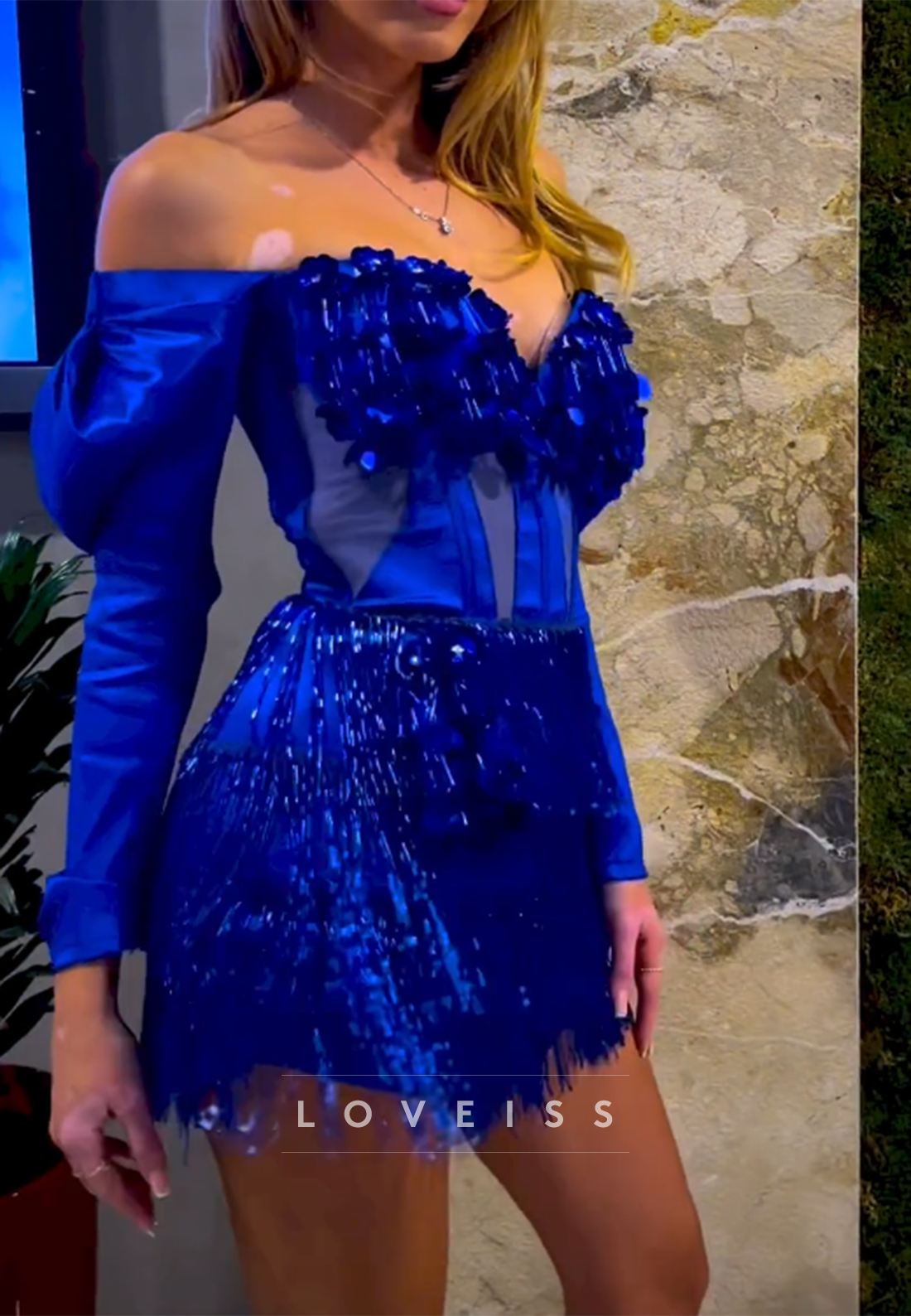 Floral Corset Off-the-Shoulder Fringe Mini Dress