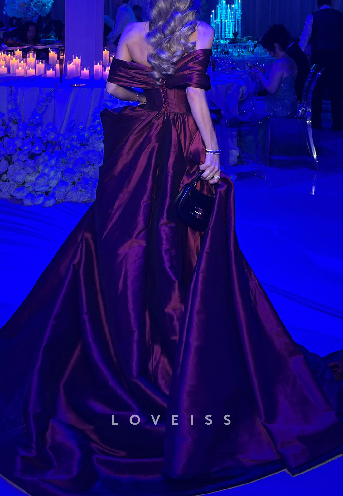 Off-the-Shoulder Corset Ball Gown with Train
