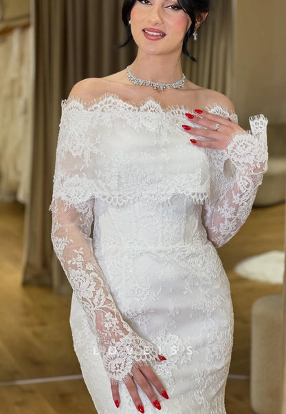 Off-the-Shoulder Lace Mermaid Wedding Dress