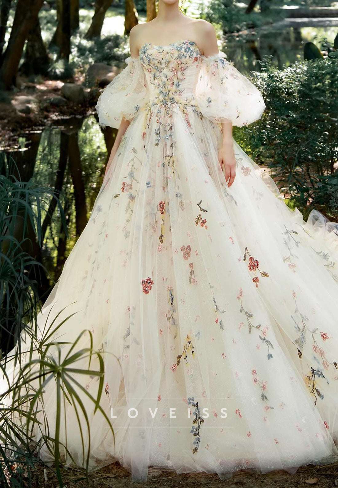 Embroidered Tulle A-Line Wedding Dress