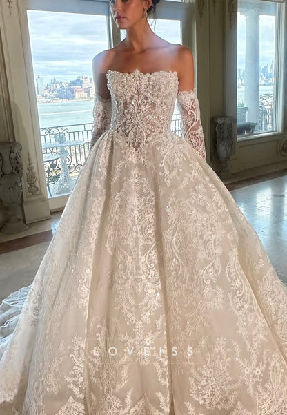 Embroidered Lace Corset Ball Gown Wedding Dress