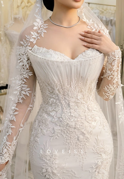 Illusion Long Sleeve Mermaid Lace Wedding Dress