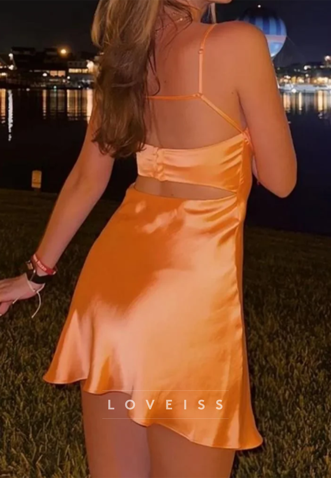 Satin Cut-Out Mini Slip Dress