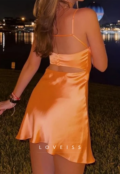 Satin Cut-Out Mini Slip Dress