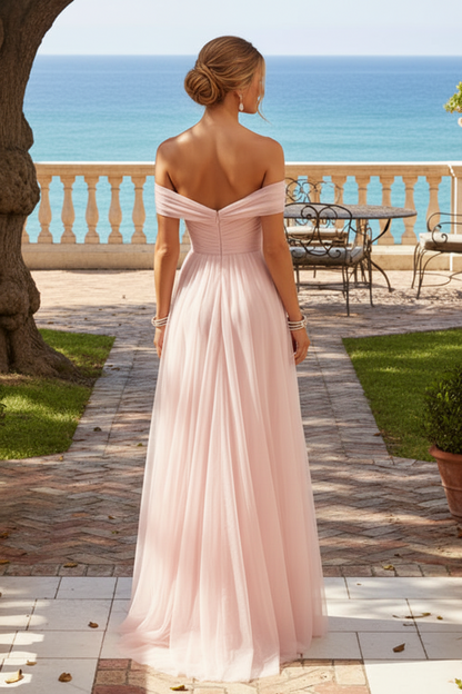 Elegant Off-the-Shoulder High Slit Evening Gown