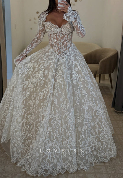 Off-Shoulder Lace Ball Gown Wedding Dress