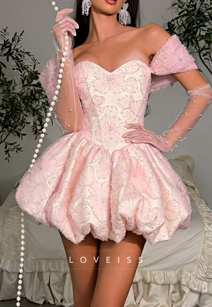 Off-the-Shoulder Corset Bubble Skirt Mini Dress