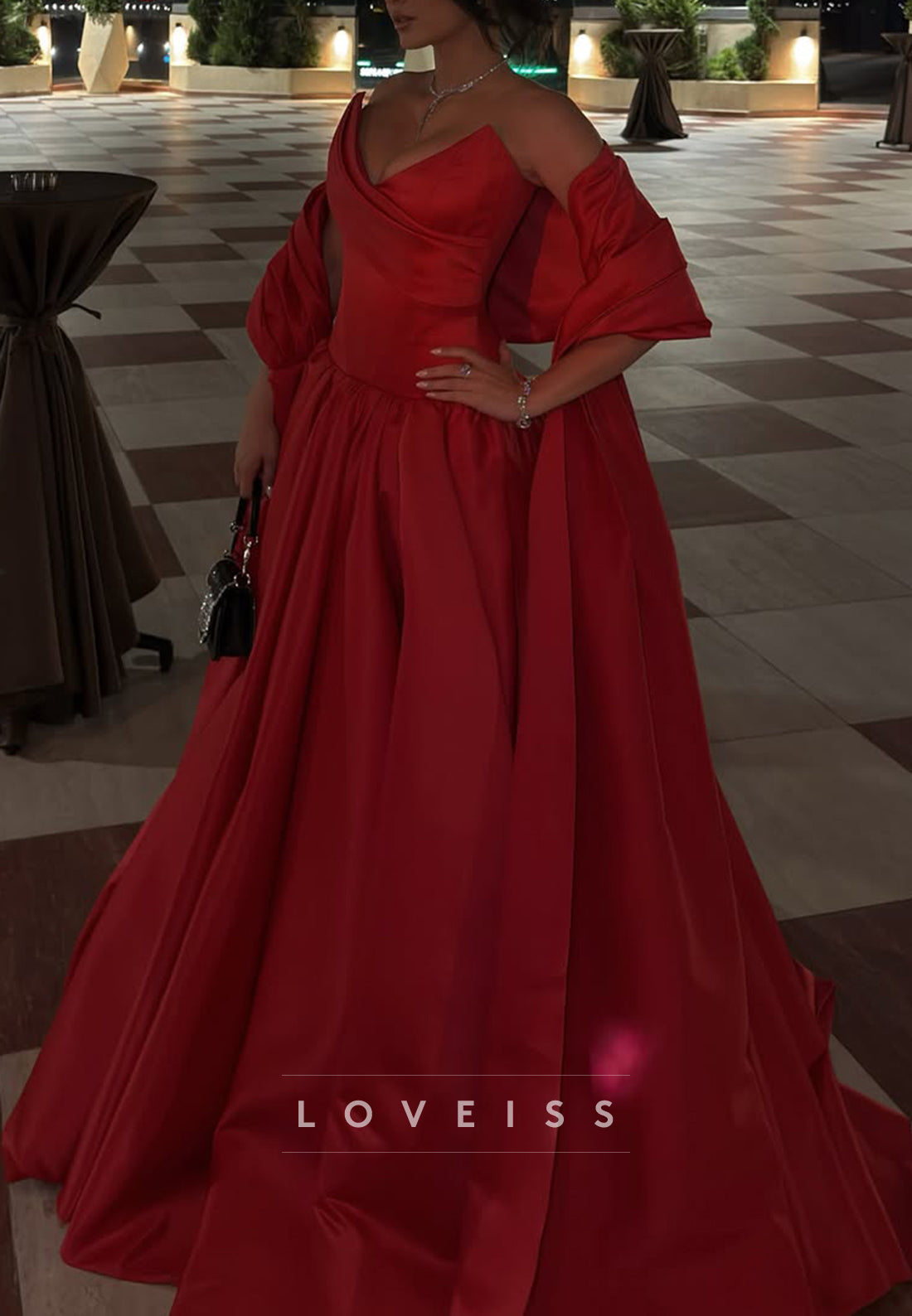 Strapless Satin Ball Gown with Matching Shawl