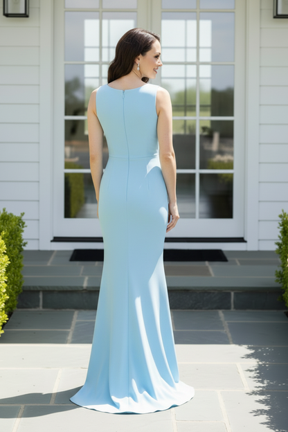 Asymmetrical Ruffle Crepe Evening Gown