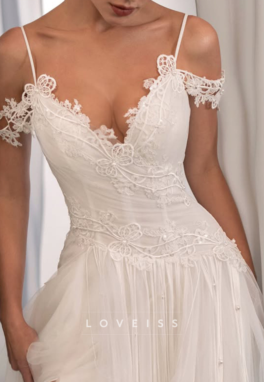Boho A-Line Wedding Dress with High Slit