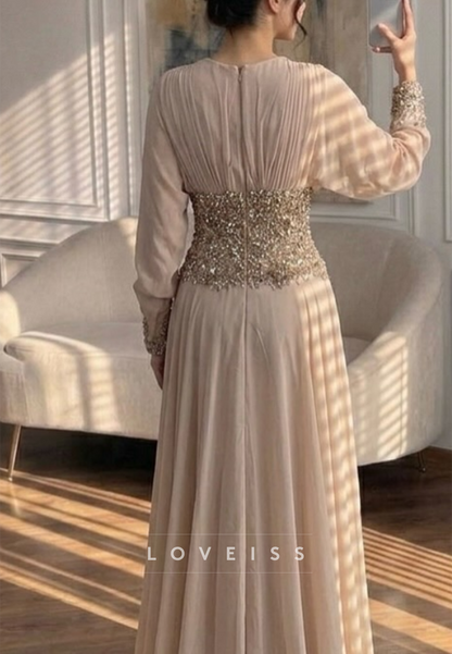 Beaded Waistband Evening Gown with Overskirt